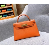 Stylish Hermes Mini Kelly II Bag in Original Chevre Leather H091413 Orange