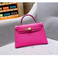 Promotional Hermes Mini Kelly II Bag in Original Epsom Leather H091413 Dark Pink
