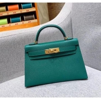 Top Grade Hermes Mini Kelly II Bag in Original Epsom Leather H091413 Green