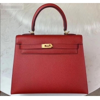 Unique Style Hermes Kelly 25cm Bag in Original Epsom Leather H091420 Red