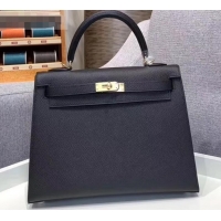 Cheap Design Hermes Kelly 25cm Bag in Original Epsom Leather H091420 Black