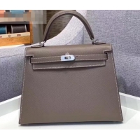 Top Quality Hermes Kelly 25cm Bag in Original Epsom Leather H091420 Elephant Gray