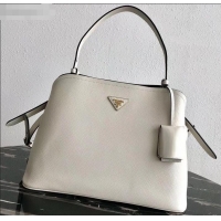 Best Price Prada Saffiano Leather Matinée Medium Handbag 1BA249 White 2019