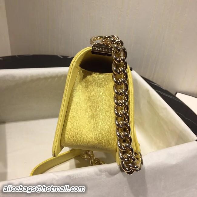 Best Quality Boy Chanel Flap Shoulder Bag Original Leather Yellow A67085 Gold