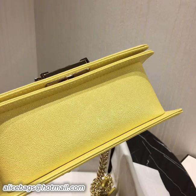 Best Quality Boy Chanel Flap Shoulder Bag Original Leather Yellow A67085 Gold
