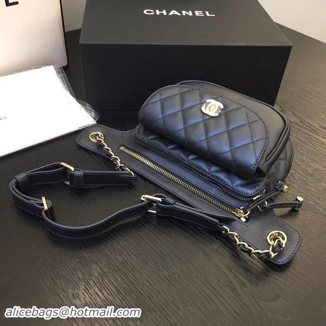 Fashion Chanel Original Leather Belt Bag Black SA0814 Gold