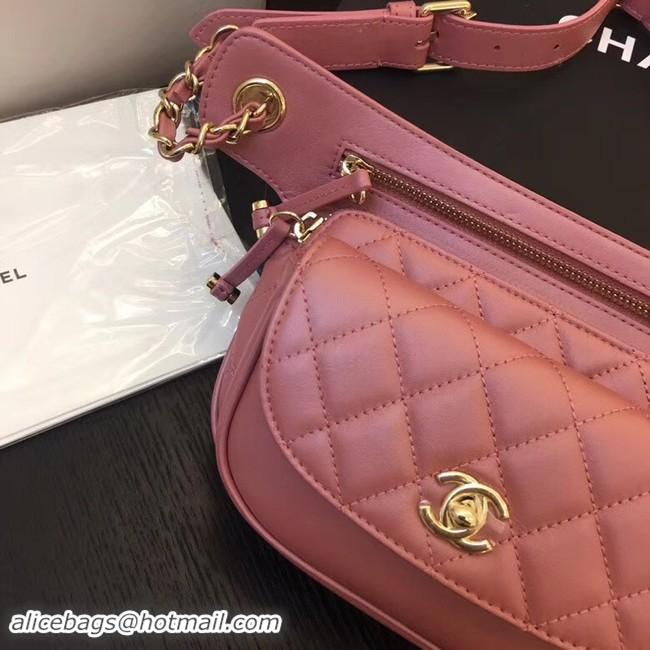 Luxury Chanel Original Leather Belt Bag Red SA0814 Gold