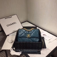 New Discount Chanel 19 Small Leather Flap Bag AS1160 Blue 2019