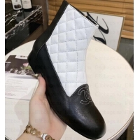 Luxury Chanel CC Logo Quilting Ankle Boots C101606 White/Black 2019