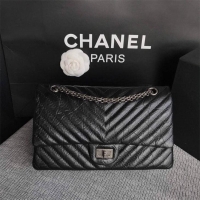 Good Quality Chanel Flap Original Cowhide Leather 30225 black Silver chain