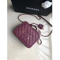Luxury Hot Chanel Original Leather Medium Cosmetic Bag 93443 Wine