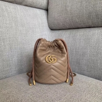 Latest Styles Gucci GG Marmont mini bucket bag 575163 apricot