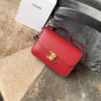 Popular CELINE MEDIUM TRIOMPHE BAG IN SHINY CALFSKIN CL87363 RED