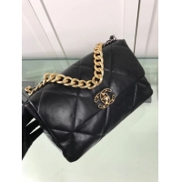 Discount Design Chanel 19 Large Leather Flap Bag AS1161 Black 2019