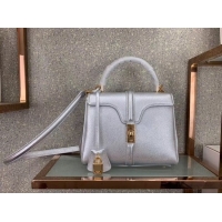 Classic Specials CELINE SMALL 16 BAG IN LAMINATED GRAINED CALFSKIN 188003 SILVER