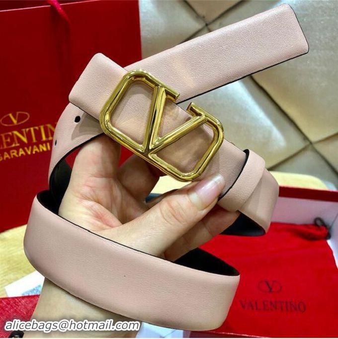 Discount Cheap Valentino Original Leather VLOGO Belt V7473 Light Pink