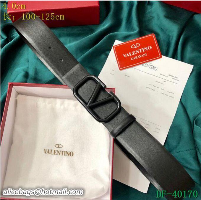 Famous Brand Valentino Width 4cm Togo Leather VLOGO Belt V7172 Black