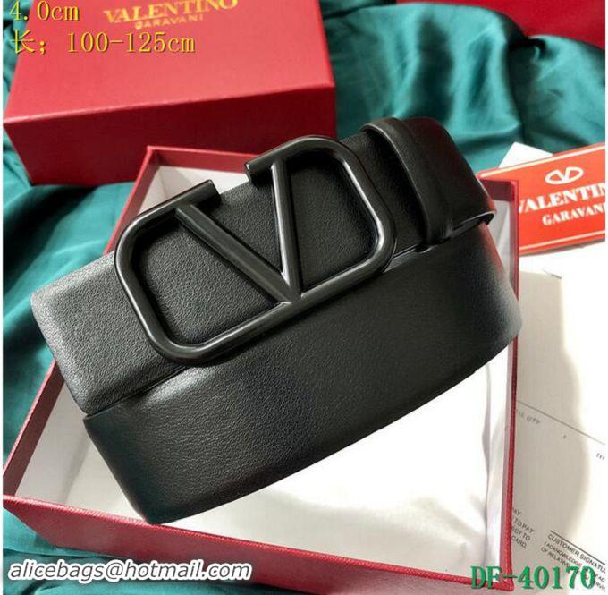 Famous Brand Valentino Width 4cm Togo Leather VLOGO Belt V7172 Black