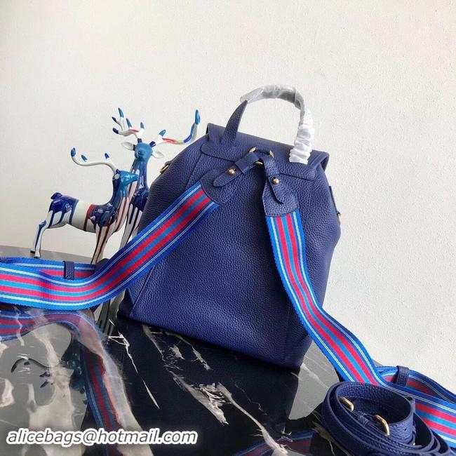 Discount Prada original Leather backpack 1BZ035 blue