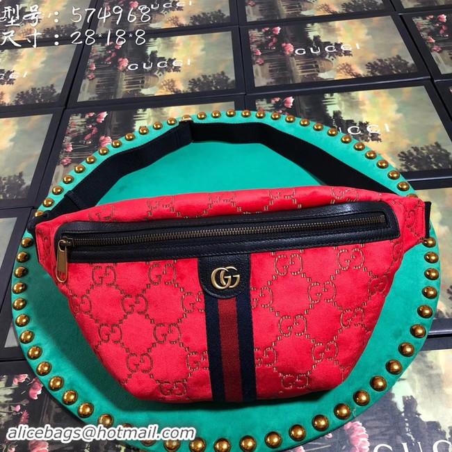 Top Quality Cheapest Gucci GG Velvet Waistpack 574968 Red