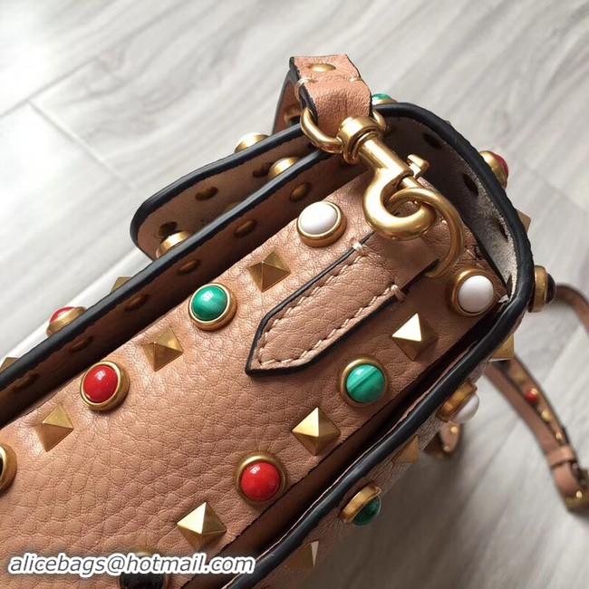 Unique Style VALENTINO Rockstud leather messenger bag 50055 pink