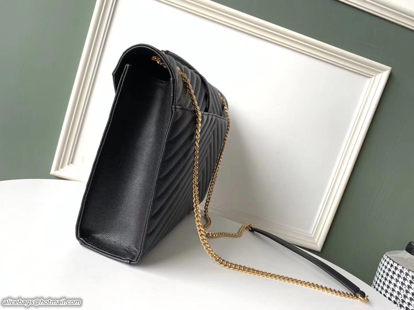 Discount SAINT LAURENT leather shoulder bag 392745 black&gold-toned hardware