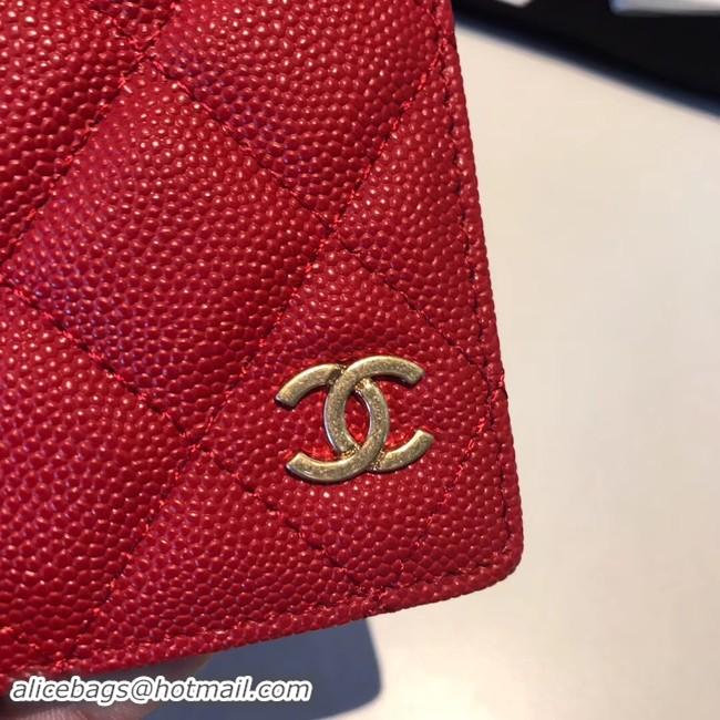 Best Quality Chanel Calfskin Leather & Gold-Tone Metal Wallet A80385 Red