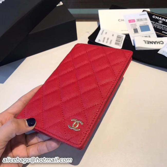 Best Quality Chanel Calfskin Leather & Gold-Tone Metal Wallet A80385 Red