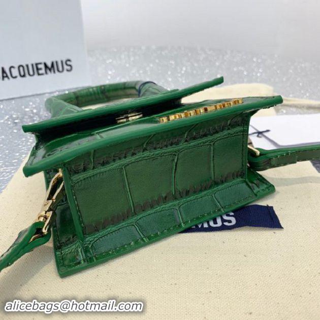 Hot Sell Jacquemus Leather Le Chiquito Micro Bag Croco Pattern J99314 Green