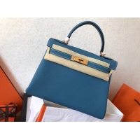 Hot Style Hermes original Togo leather kelly bag KL32 sky blue
