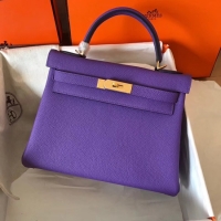 Sophisticated Hermes original Togo leather kelly bag KL32 purple