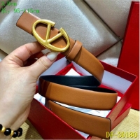 Buy Discount Valentino Width 3cm Togo Leather VLOGO Belt V7470 Brown