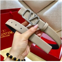 Discount Classic Valentino Original Leather VLOGO Belt V7473 Grey