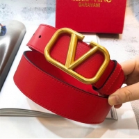 Top Quality Valentino Original Leather VLOGO Belt V7474 Red