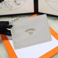 Classic Hot Hermes Cosmetic Bag H3700 Light Grey