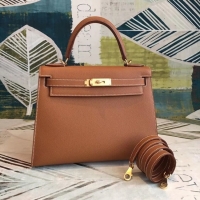 Top Design Hermes original Kelly Epsom Leather KL32 brown