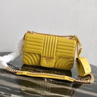 Sophisticated Prada Diagramme medium leather bag 1BD108 yellow
