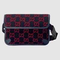 Shop Duplicate Gucci GG wool waist bag 598181 dark blue