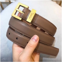 Market Sells Yves Saint Laurent Width 2.5CM Logo Leather Belt Y8100 ETOUPE