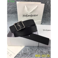 Recommended Yves Saint Laurent Width 3.5CM Logo Leather Belt Y35170 Black