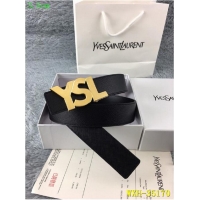 Chic Yves Saint Laurent Width 3.5CM Logo Leather Belt Y335172 Black