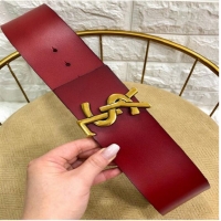 New Design Yves Saint Laurent Width 7CM Logo Leather Belt Y8101 Red