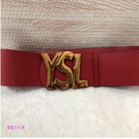 Buy Luxury Yves Saint Laurent Width 7CM Logo Leather Belt Women Y8102 Red