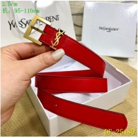 Buy Cheap Yves Saint Laurent Width 2.5CM Logo Leather Belt Women Y8104 Red