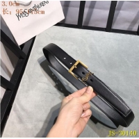 Top Design Saint Laurent Width 3cm Monogramme Belt With Square Buckle In Leather Y8105 Black/Gold