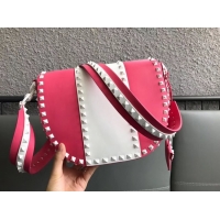 Grade Quality VALENTINO leather shoulder bag 0781 rose&white