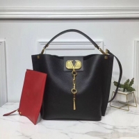 Fashion VALENTINO Origianl Leather Bag V0008 Black
