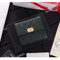Best Price Chanel Calfskin Leather & Gold-Tone Metal A80734 Blackish green