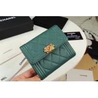 High Quality Chanel Calfskin Leather & Gold-Tone Metal A80734 green