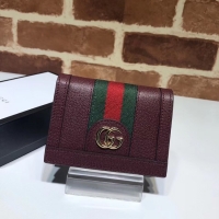Grade Quality Gucci Ophidia leather wallet 523155 Wine